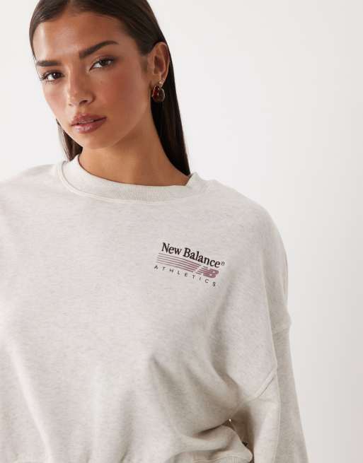 New Balance Trackside french terry sweatshirt in beige, 3 van 4