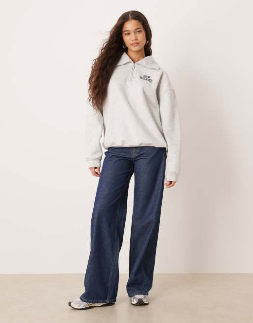 New Balance - Trackside - Gråmeleret sweatshirt i fleecemateriale med kort lynlås, 2 af 4