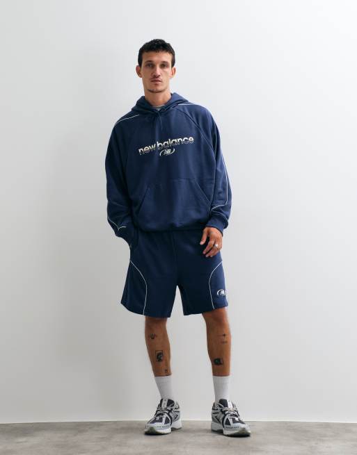 New Balance Trackside hoodie en molleton français bleu marine NB, 2 de 5