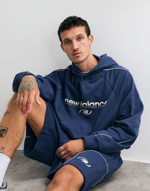 New Balance Trackside hoodie en molleton français bleu marine NB, 4 de 5
