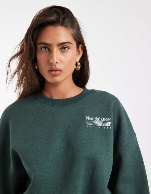 New Balance - Trackside - Jersey verde oscuro con cuello redondo de felpa, 2 de 4