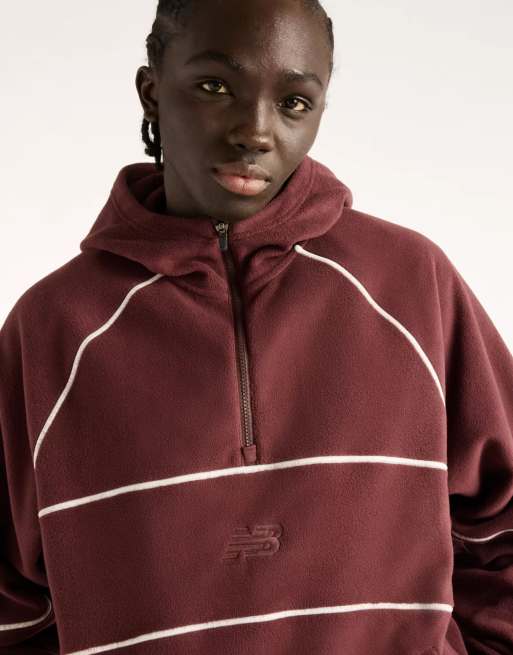 New Balance Trackside polar fleece hoodie in cherry leather, 2 of 4