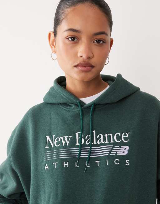 New Balance Trackside sudadera con capucha de forro polar en verde nórdico jaspeado, 2 de 4