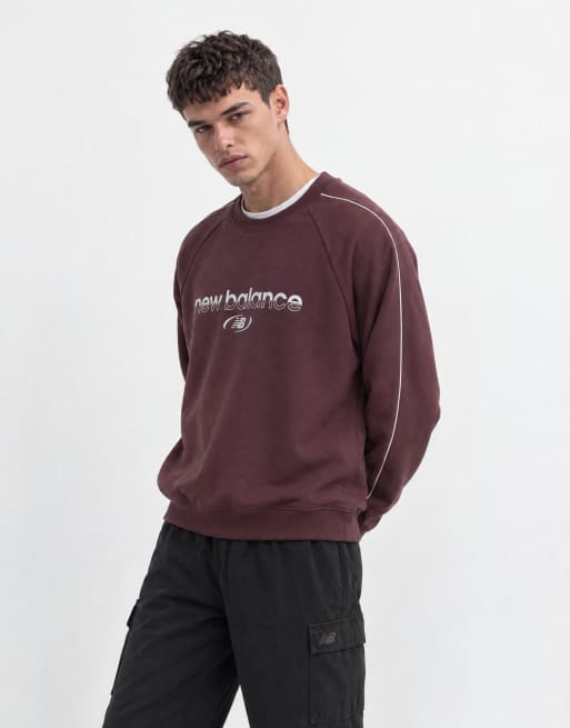 New Balance Trackside sweat en molleton col rond en cerise, 9 de 9
