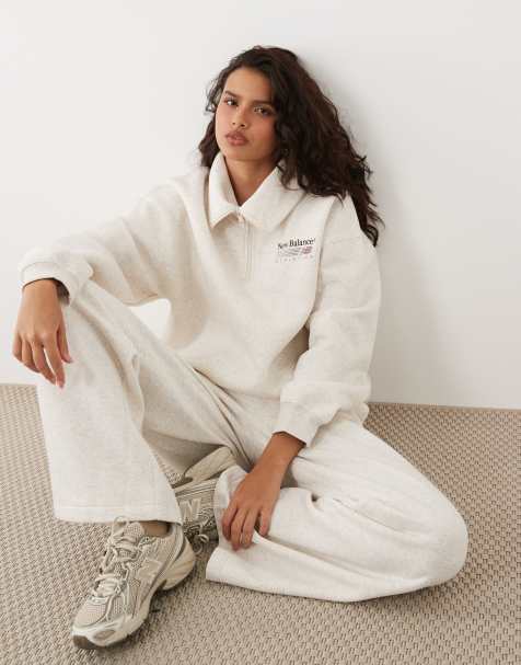 New Balance - Trackside - Sweat en polaire à demi-fermeture éclair - Beige - view 1