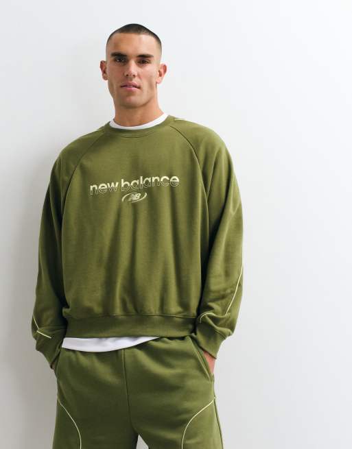New Balance - Trackside - Sweat ras de cou en tissu éponge - Vert sport, 5 de 5