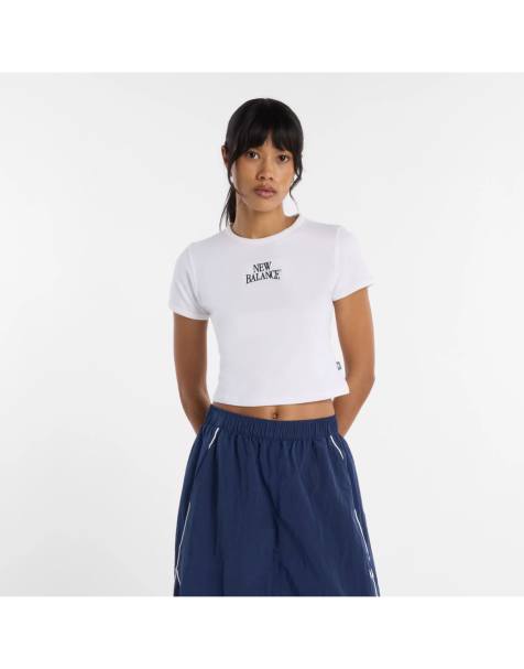 New Balance - Trackside - T-shirt met bies aan de hals in wit - view 1