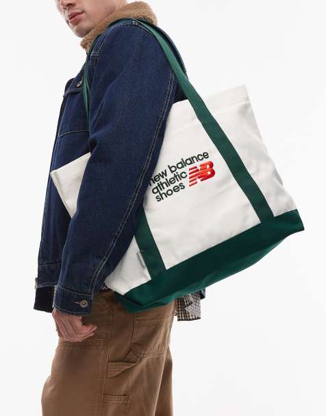 New Balance – Tragetasche aus Canvas in Wollweiß und Grün - view 1