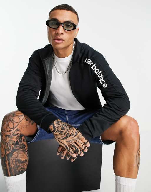 New Balance Training tenacity knit zipthru jacket in black ASOS