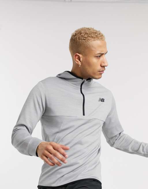 New Balance Training Tenacity quarter zip hooded jacket in grey ASOS