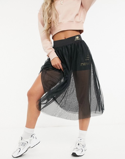 New Balance tulle skirt with legging short in black