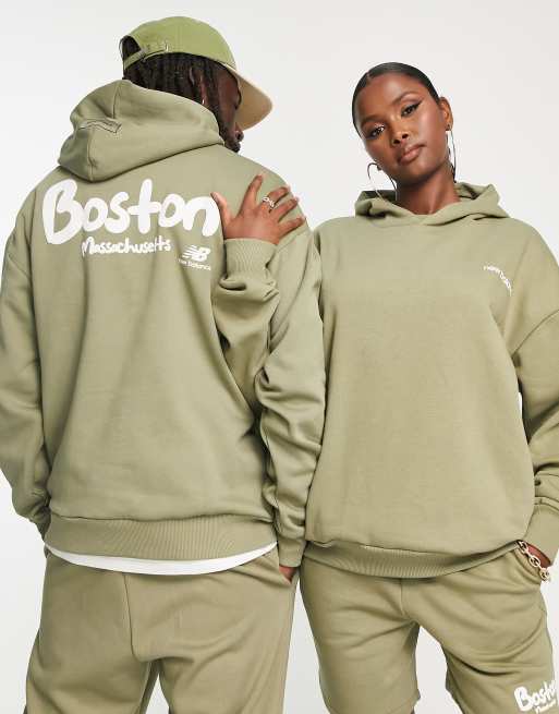New Balance - Uniseks hoodie met Boston in groen