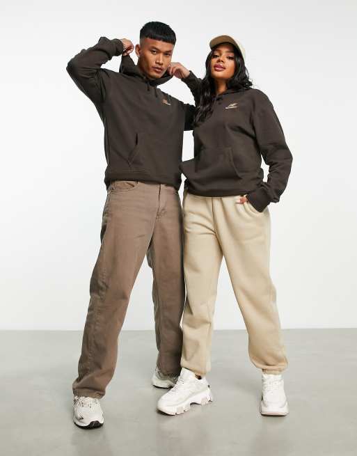 New Balance Unisex – Brązowa bluza z kapturem i logo