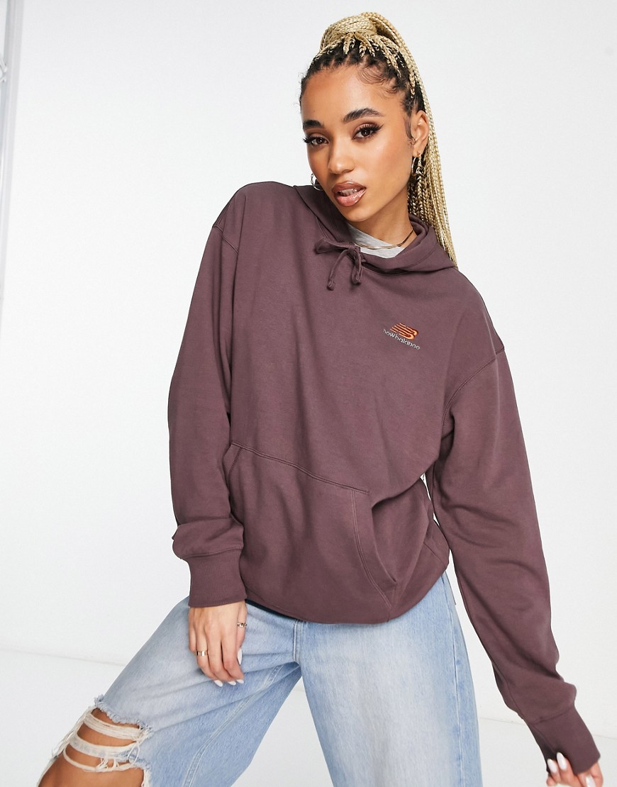 new balance unisex hoodie in mauve-red