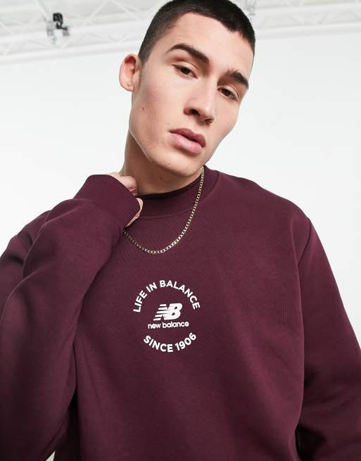 New Balance - Unisex - Life In Balance - Bordeauxrød sweatshirt, 3 af 4