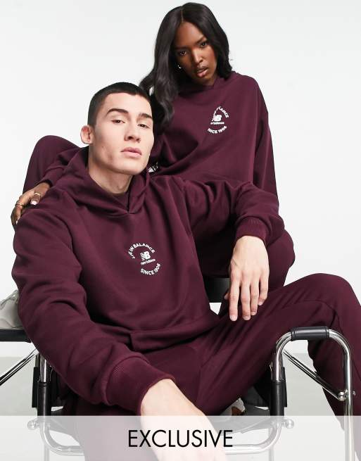 New Balance unisex life in balance hoodie in burgundy