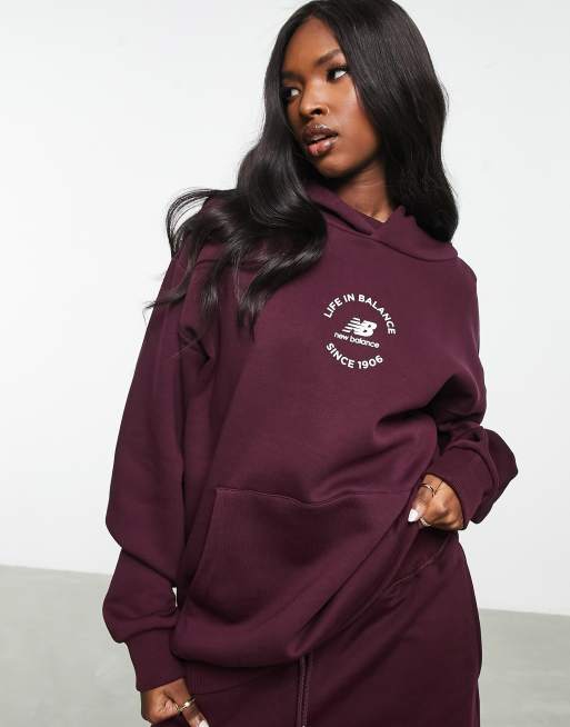 New balance hoodie burgundy sale