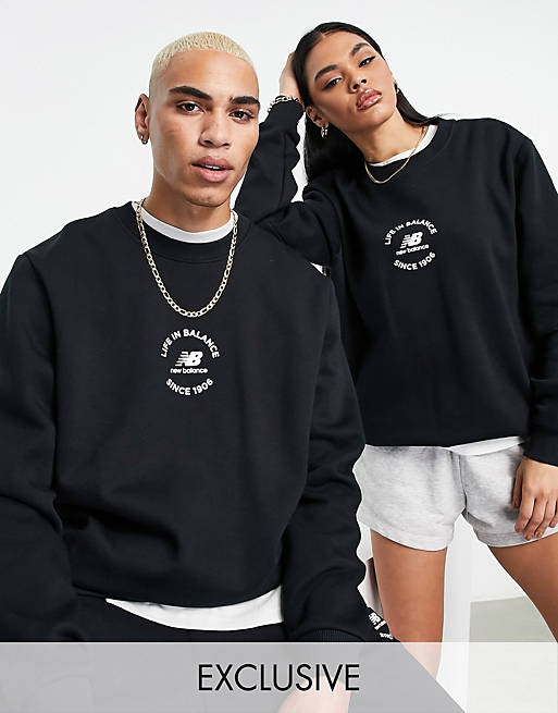 Hoodies & Sweatshirts New Balance unisex life in balance sweatshirt in black 