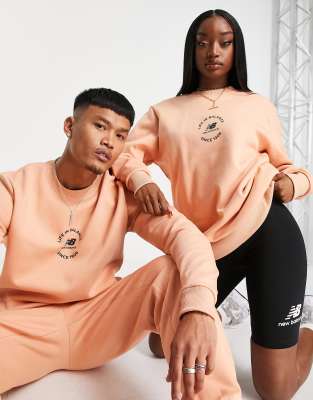 New Balance unisex life in balance sweatshirt in dusty coral