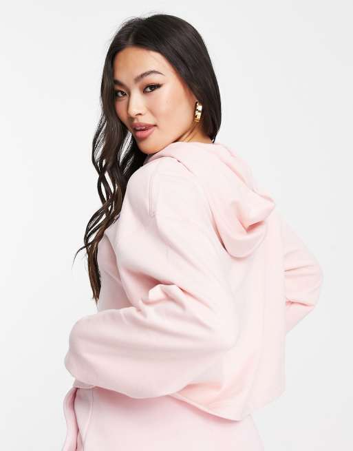 New Balance Unisex logo cropped hoodie in pink