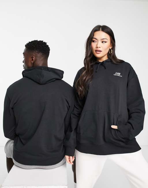 New Balance Unisex logo hoodie in black, 2 of 4