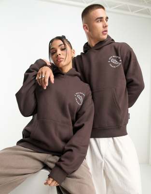 New Balance Unisex runners club hoodie in dark brown - Exclusive to ASOS