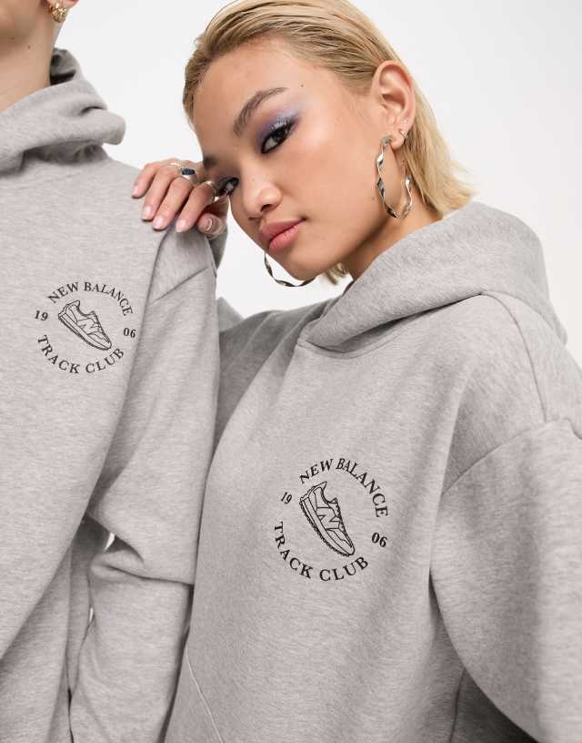 New Balance Unisex runners club hoodie in gray - Exclusive to ASOS