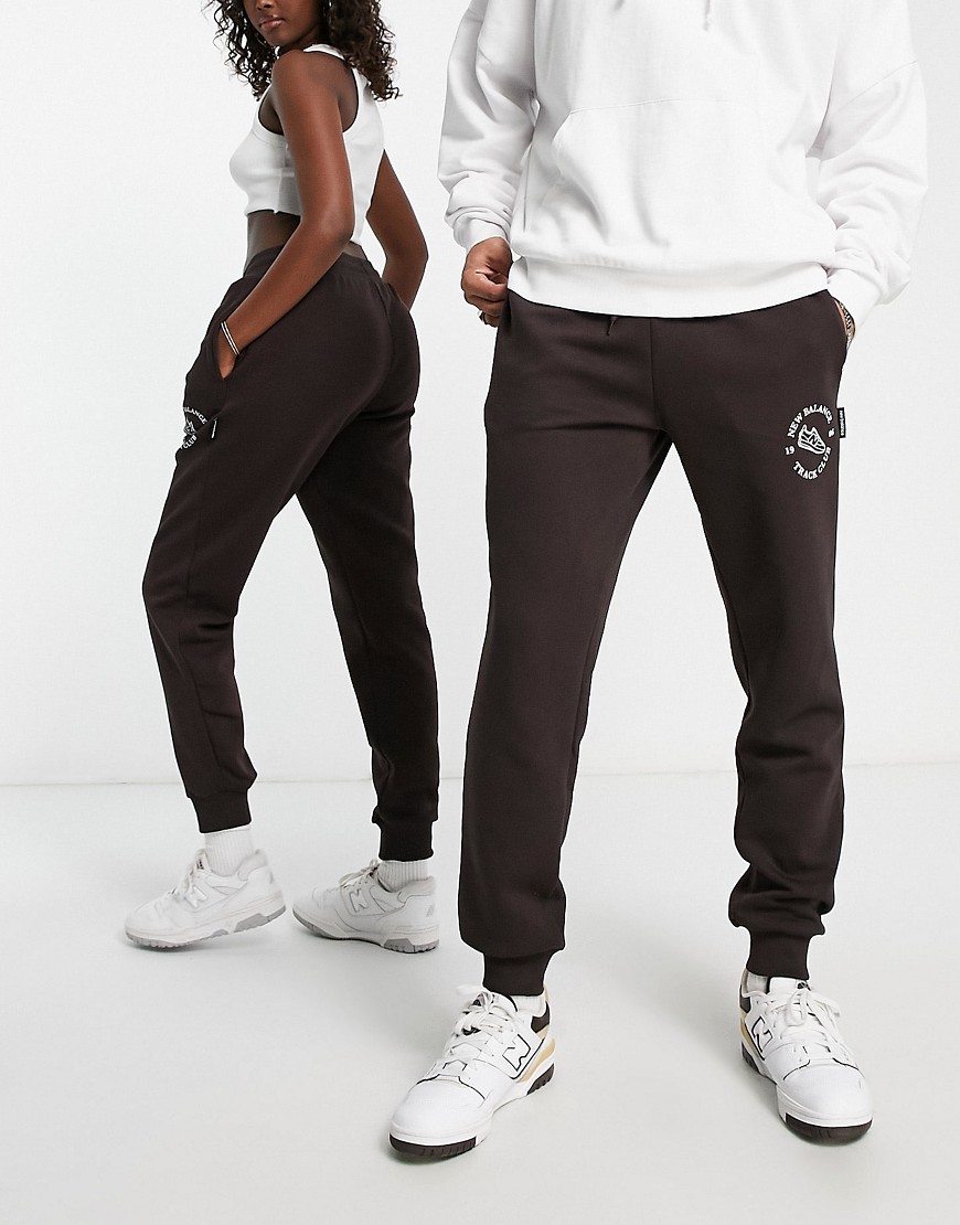 New Balance Unisex Runners Club sweatpants in dark brown - Exclusive to ASOS-Black