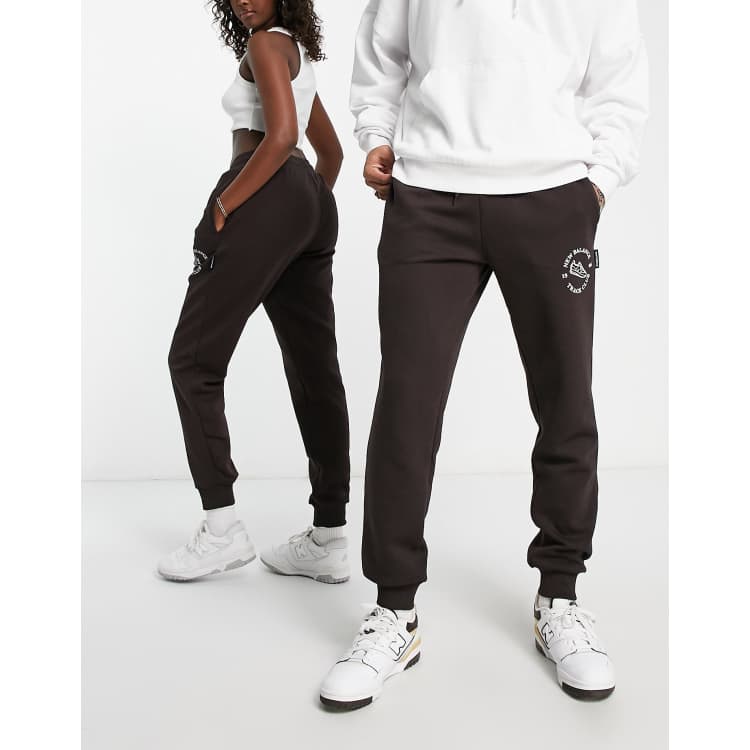 Brown Cotton Sweatpants, Brown Pants for Men Women, Unisex Drop