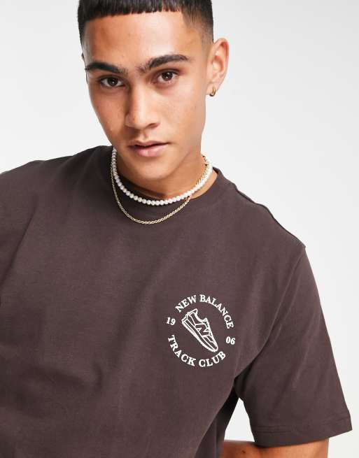 New Balance Unisex runners club T-shirt in dark brown - Exclusive to ASOS