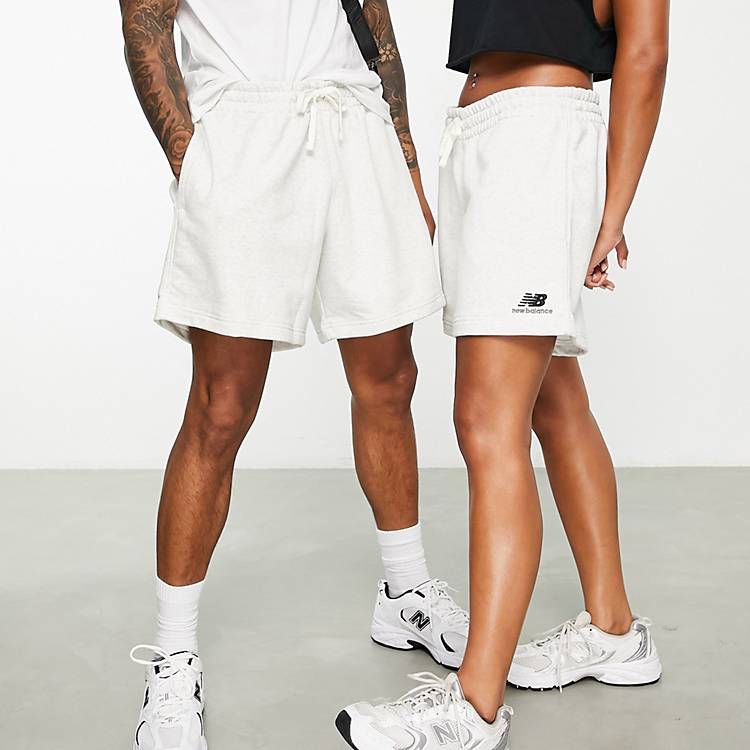 New Balance unisex sweat shorts in white |