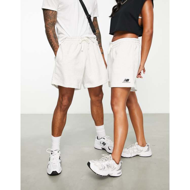 New Balance unisex sweat shorts in white