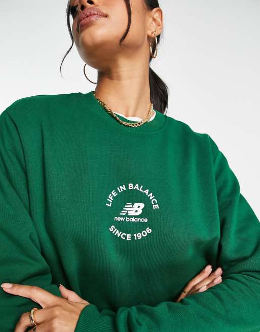 New Balance – Unisex – Sweatshirt in Grün mit „Life in Balance