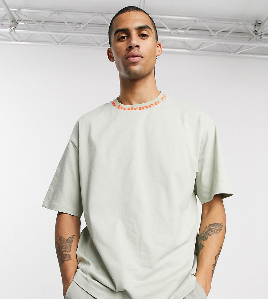 New Balance Utility Pack t-shirt with logo neckline in beige exclusive to ASOS