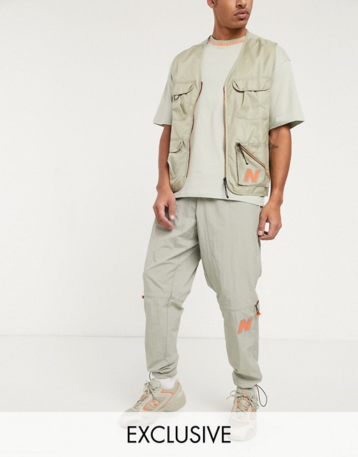 New Balance Utility Pack woven logo utility joggers in beige exclusive to ASOS