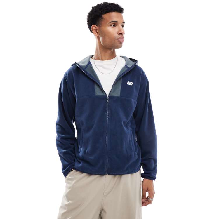 New Balance Veste a capuche en polaire imitation peau de mouton Bleu ASOS