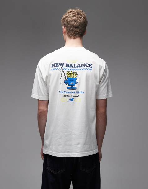 New Balance – Vit t-shirt med 'Fish and chips'-tryck - view 1