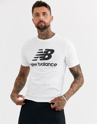 New Balance – Vit t-shirt med stor logga-Grå