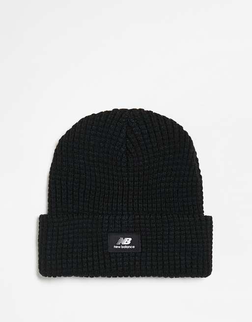 New Balance waffle knit beanie in black