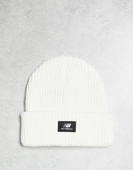 New Balance waffle knit beanie in white