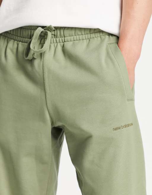 New Balance washed sweatpants with logo in khaki green