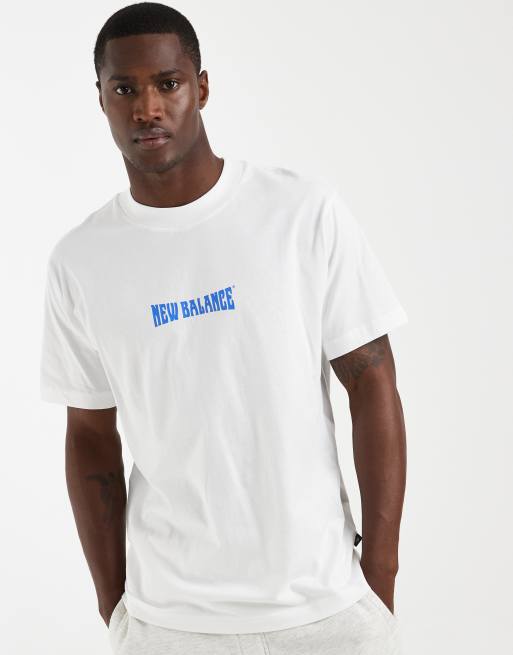 New Balance - Wavey - T-shirt in wit en blauw, 3 van 5