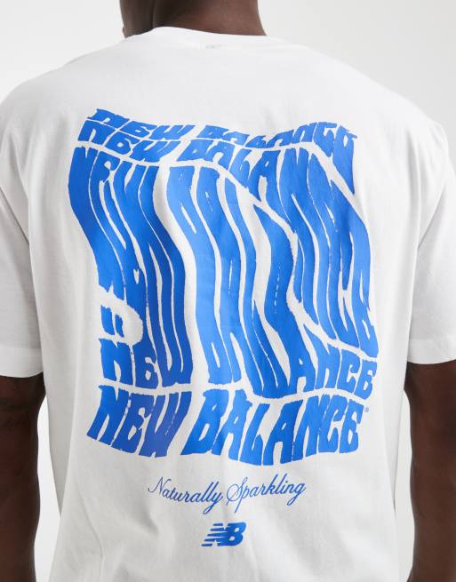 New Balance - Wavey - T-shirt in wit en blauw, 5 van 5