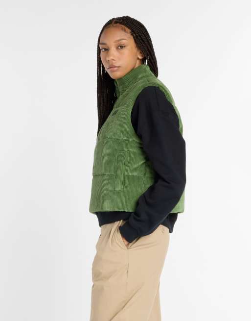 New Balance Wide wale corduroy vest in green, 2 of 4