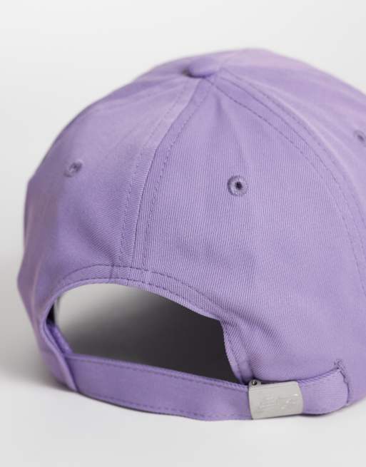 New Balance womens 6 panel linear logo hat in lilac, 2 of 3
