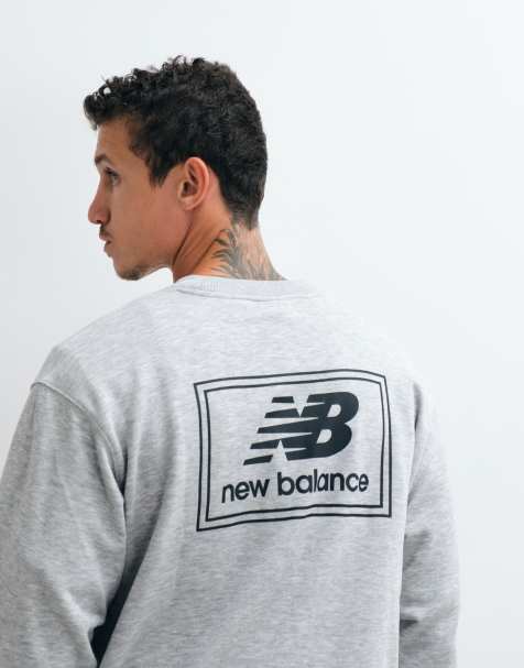 New Balance woven label graphic sweatshirt in grey - view 1