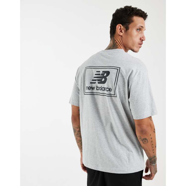 New Balance woven label t-shirt in grey | ASOS