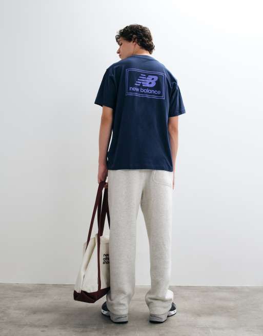 New Balance woven label t-shirt in navy blue and pink, 4 of 5
