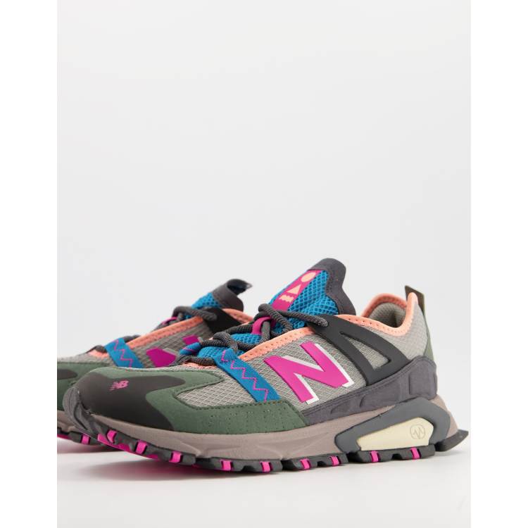 new balance Women's x-racer sneakers in gray and pink