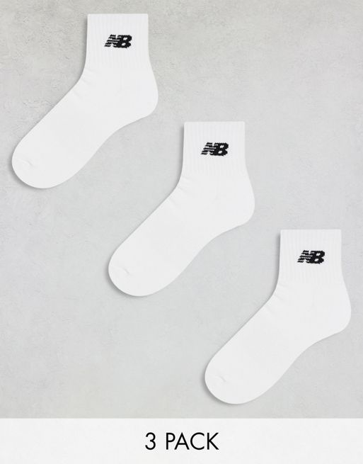 New Balance – Zestaw 3 par białych skarpetek średniej długości z logo
